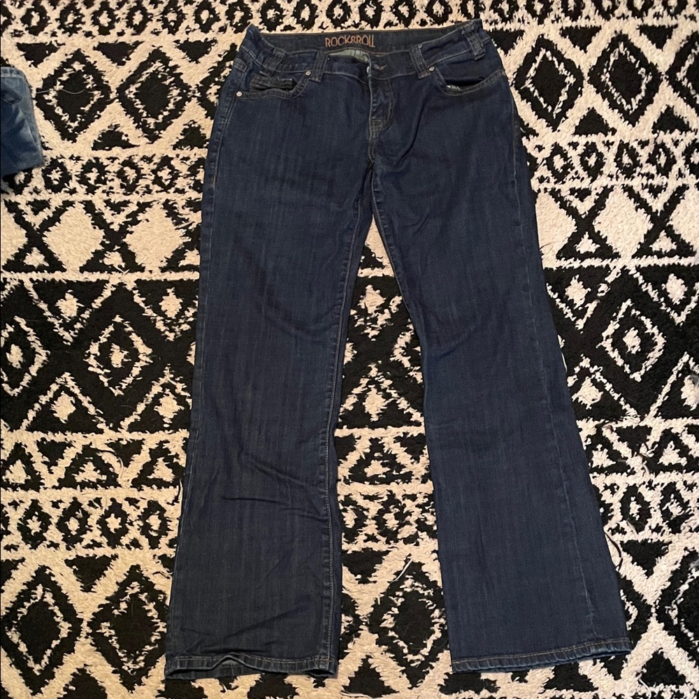 Rock & Roll Cowgirl Dark Blue Flare Jeans